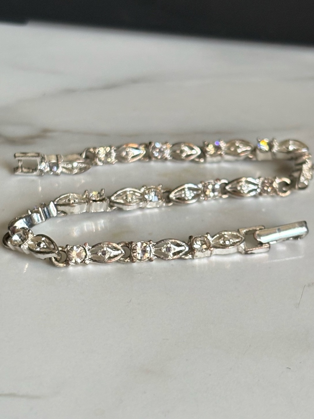 Vintage Avon CZ Tennis Bracelet Marquise Links Rhinestone Accents 7.5” - 8.5” - Picture 7 of 9